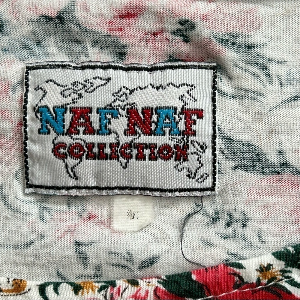 NAF NAF COLLECTION Vintage White Red Floral Skirt Crop Top Set Women Size Medium - Picture 4 of 9